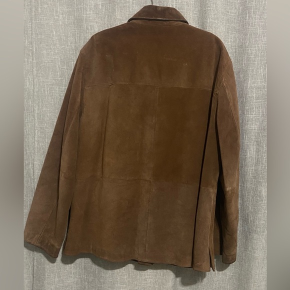 J. CREW Vintage Heavy Suede Leather Jacket/Coat Button Down-X-LARGE-in Brown - Picture 2 of 6